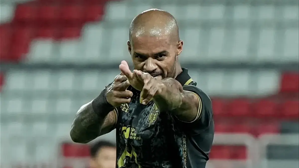 Striker Malut United David da Silva saat merayakan golnya di Super League 2025/2026. (INSTAGRAM MALUT UNITED) 