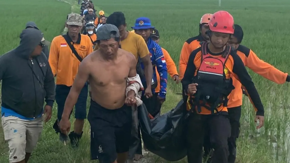 Jasad Yusuf Afandi, 24, warga Godong, Kabupaten Grobogan ditemukan di Sungai Lusi, Grobogan, Selasa (5/5/2026) siang. (Basarnas Semarang) 