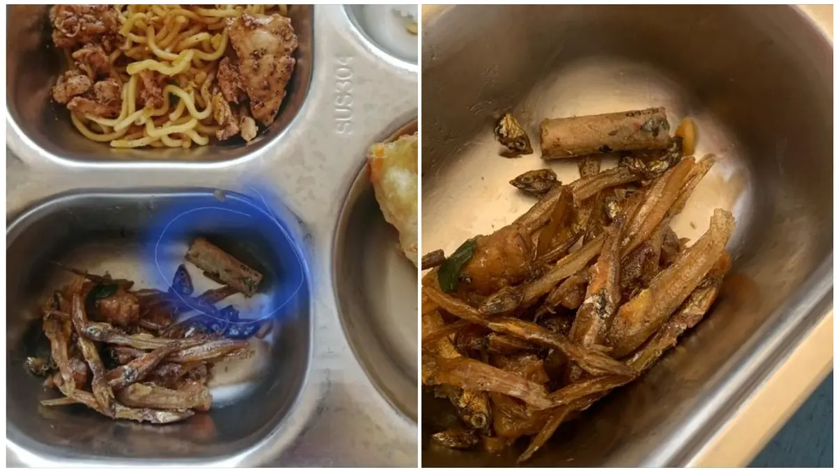 Gabus puntung rokok yang ditemukan bercampur menu MBG untuk Kelompok Bermain (KB) Pesido di Desa Pesido, Jatiroto, Wonogiri. (ISTIMEWA)