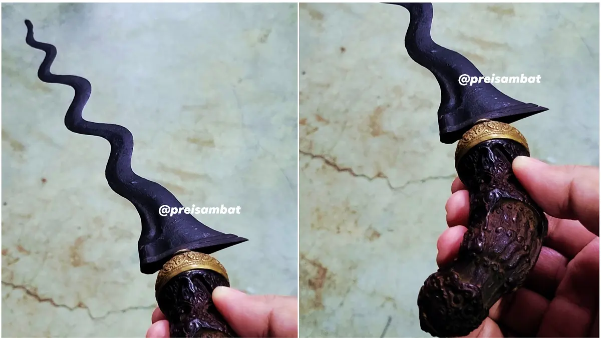 Keris kecil bertangguh Pengging koleksi Andhi Karsopawiro. (DOK.PRIBADI)