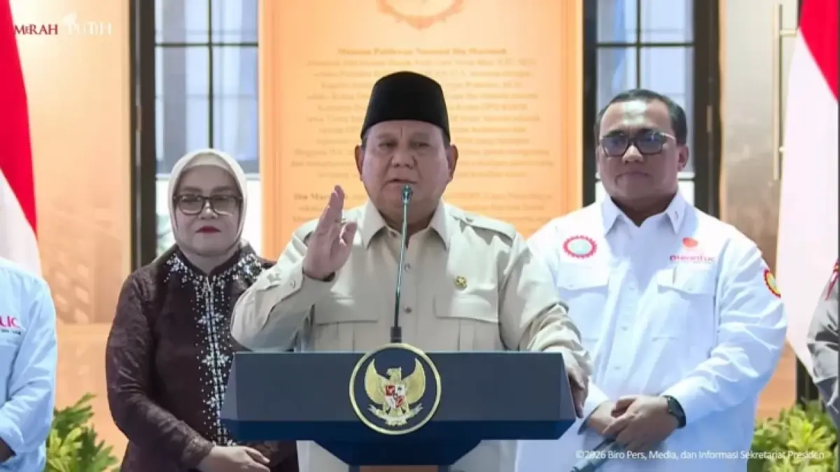 Presiden Prabowo Subianto saat meresmikan Museum Ibu Marsinah dan Rumah Singgah di Nganjuk, Jawa Timur, Sabtu (16/5/2026) Foto/Tangkapan layar YouTube Sekretariat Presiden