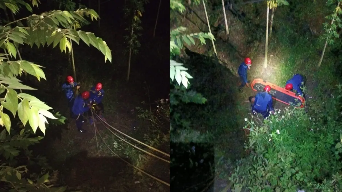 Proses Evakuasi Korban Dari Dalam Jurang (ISTIMEWA)
