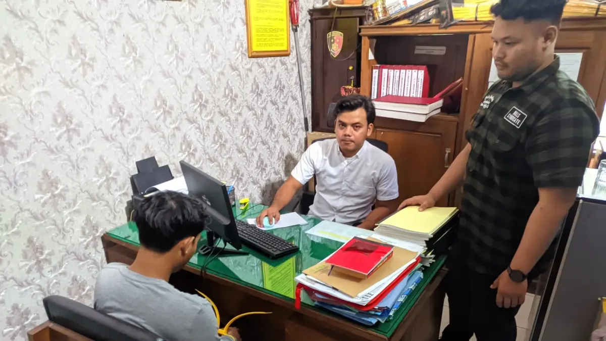Pelaku begal pantat saat diperiksa di Mapolres Wonogiri, Selasa (19/5/2026). (ISTIMEWA)