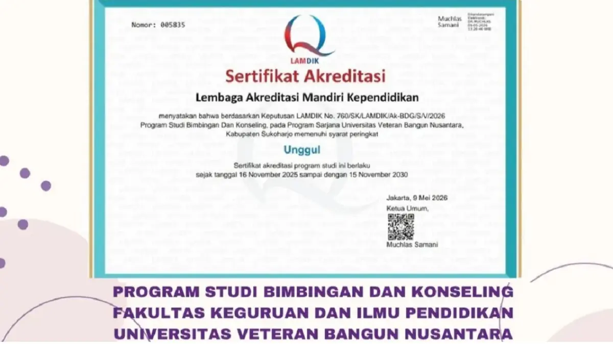 Prodi Bimbingan dan Konseling (BK) Univet Sukoharjo Sukses Raih Akreditasi "Unggul"