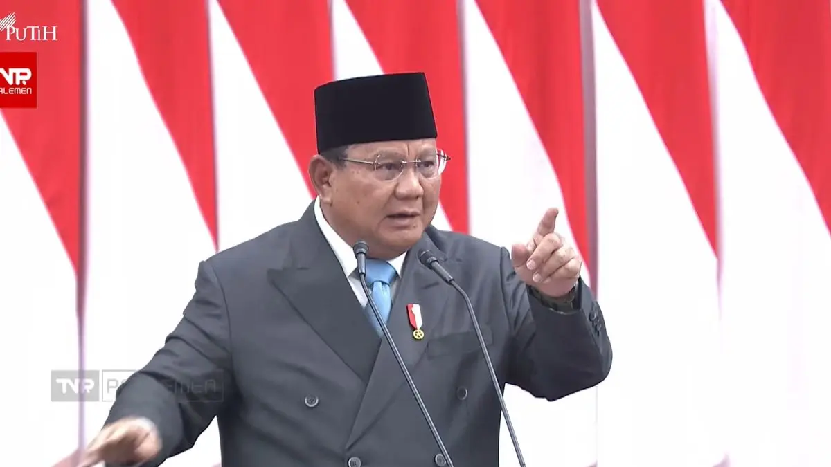 Pidato Prabowo di Rapat Paripurna DPR: Rupiah Ditargetkan Stabil dalam Rentang Rp16.800–Rp17.500 per Dollar AS (Youtube DPR RI)