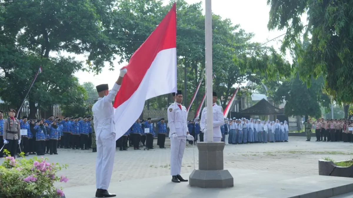 Upacara peringatan Hari Kebangkitan Nasional (Harkitnas) ke-118 di halaman GOR Gelarsena Klaten, Rabu (20/5/2026). (Dokumentasi Bagian Prokopim Setda Klaten)
