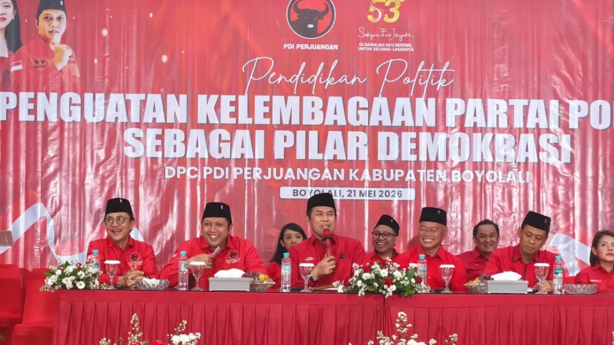 DPC PDI Perjuangan Boyolali menggelar Musyawarah Anak Cabang, Kamis (21/5/2026) malam. (ABDUL KHOFID/RADAR SOLO) 