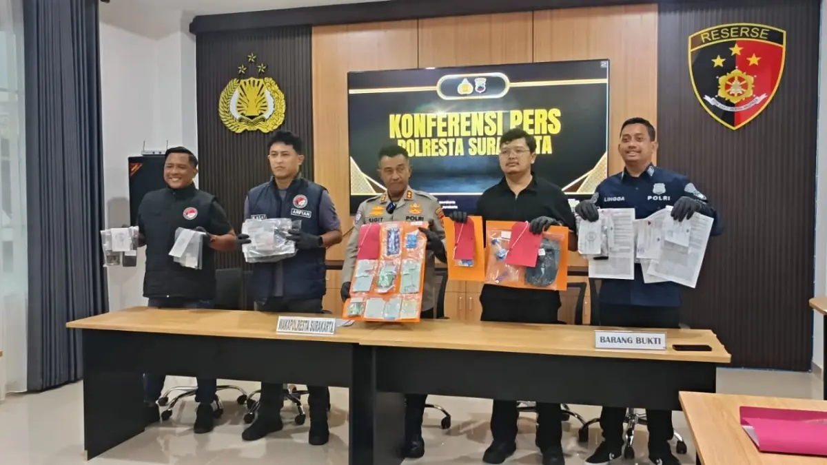 Polresta Solo menggelar press rilis terkait pengungkapan kasus narkotika. (ANTONIUS CHRISTIAN/RADAR SOLO)