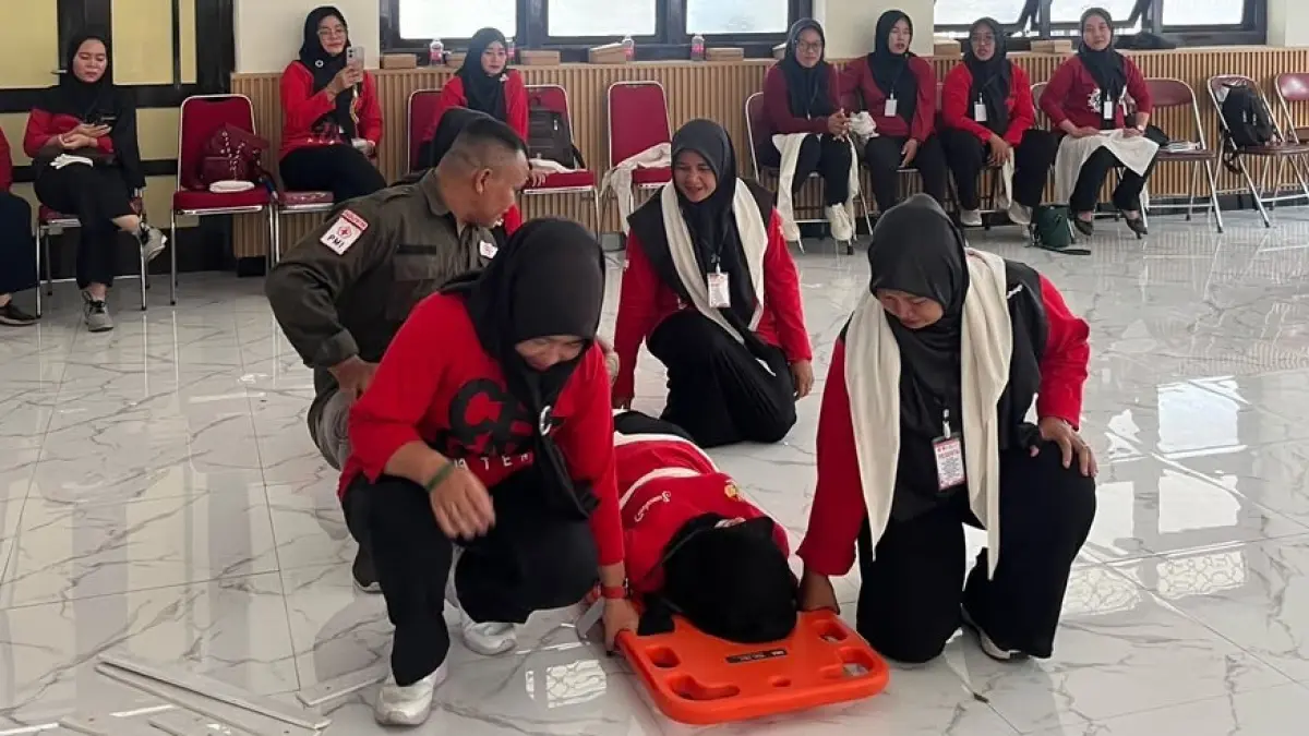 PMI Klaten saat meluncurkan pelatihan pertolongan pertama yang dipusatkan di Kecamatan Juwiring. (Dokumentasi PMI Klaten)