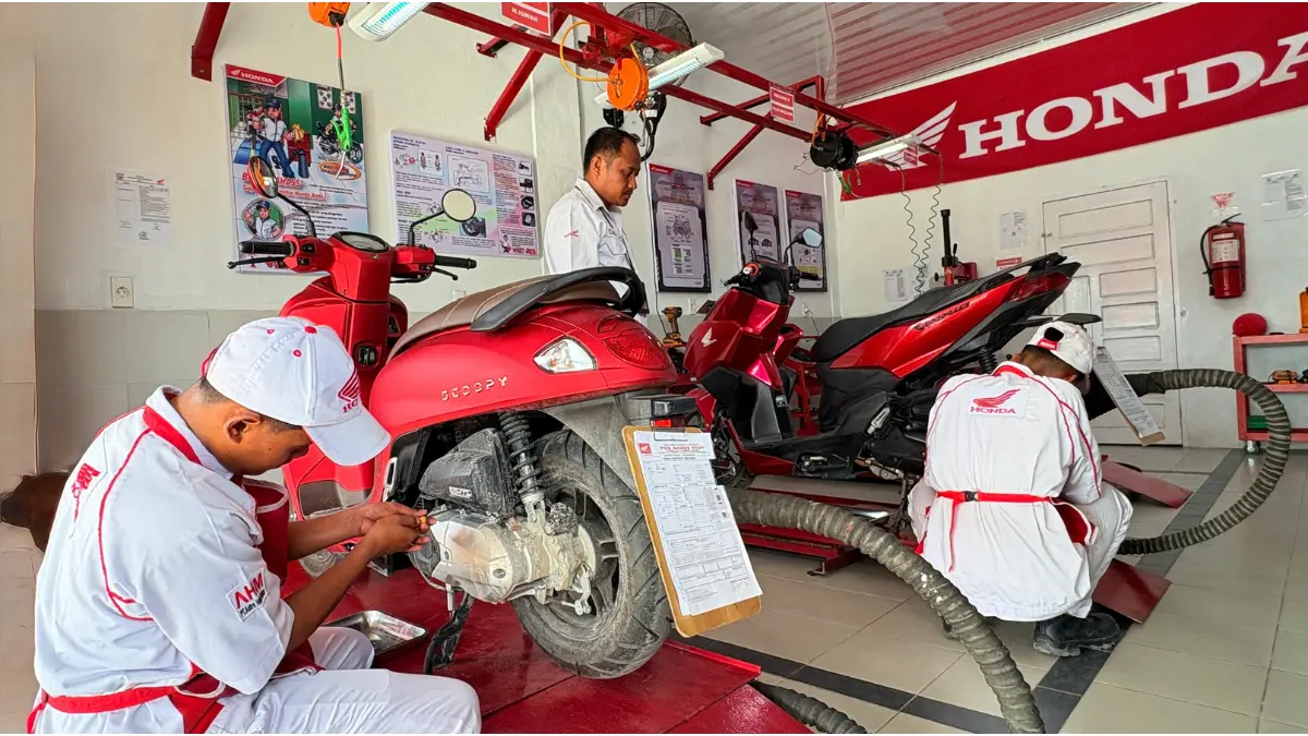 SMKN 3 Mandau sebagai SMK Mitra Binaan Astra Honda pertama di wilayah Provinsi Riau yang secara resmi mengoperasikan Pos AHASS TEFA. (DOK.HONDA)