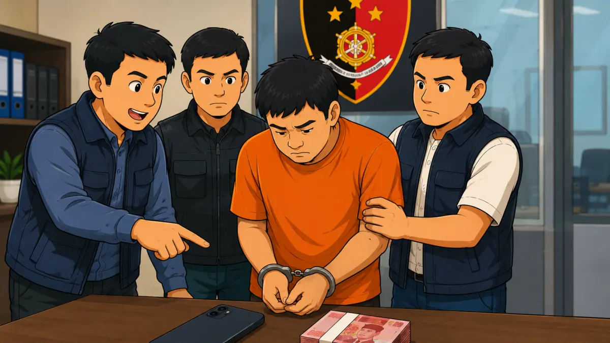 Ilustrasi penangkapan seorang pelaku tindak kriminal. (Ai) 
