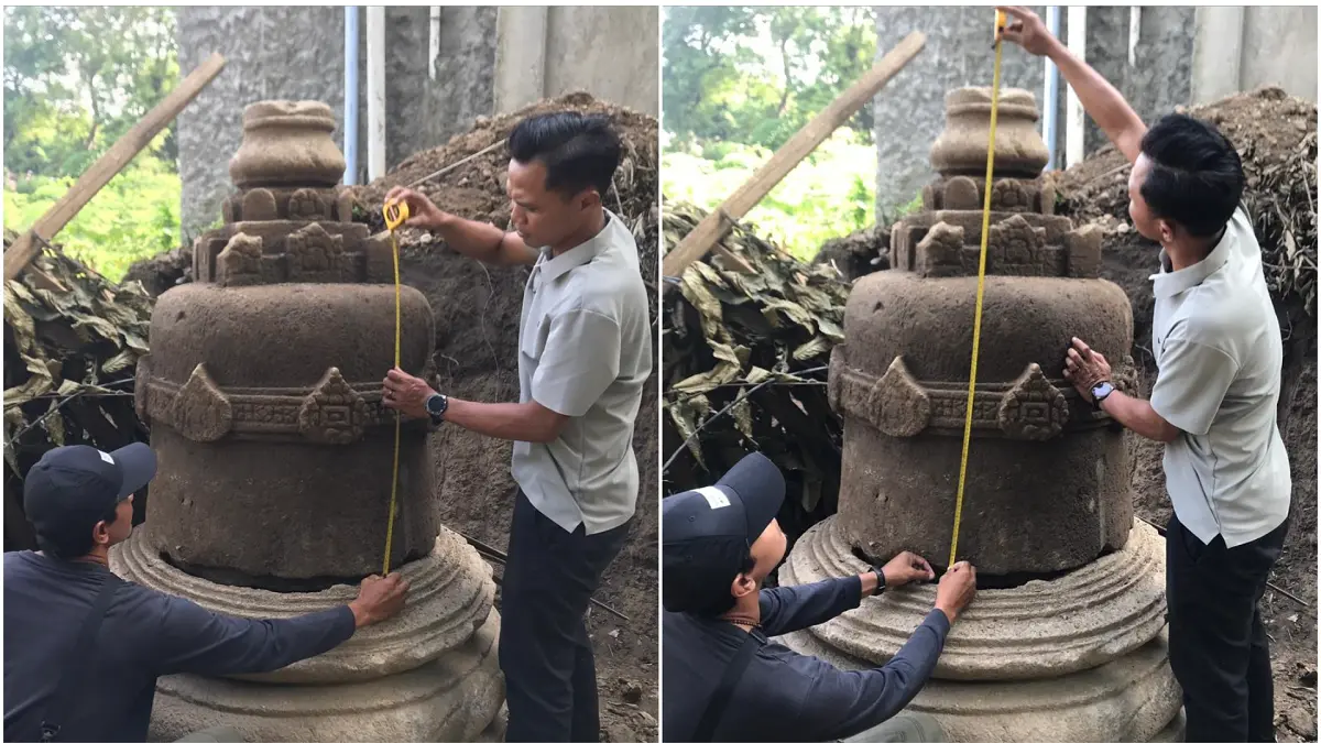 Objek yang diduga benda cagar budaya ditemukan di Desa Nepen, Kecamatan Teras, Boyolali. (ABDUL KHOFID/RADAR SOLO)