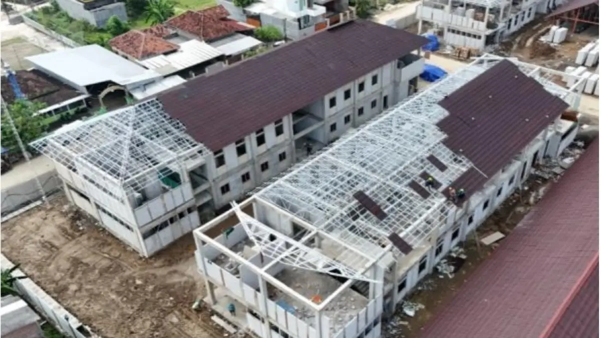 Proyek Sekolah Rakyat yang berdiri di Kelurahan Jombor, Kecamatan Bendosari, Kabupaten Sukoharjo. (DOK. DINSOS SUKOHARJO)