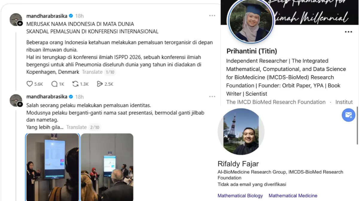 Rifaldy Fajar dan Prihantini Terduga Pemalsu Riset Dikuliti Netizen.-@mandharabrasika/@RidhaIntifadha-Threads/X