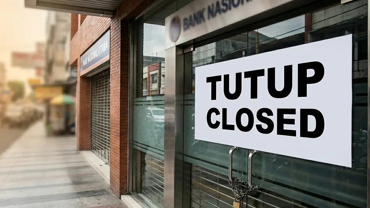 Ilustrasi kantor babk tutup.