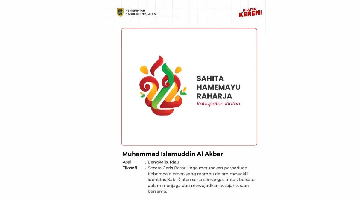 Karya logo Hari Jadi ke-222 Klaten milik Muhammad Islamuddin Al Akbar asal Bengkalis, Riau. (Dokumentasi Diskominfo Klaten)

