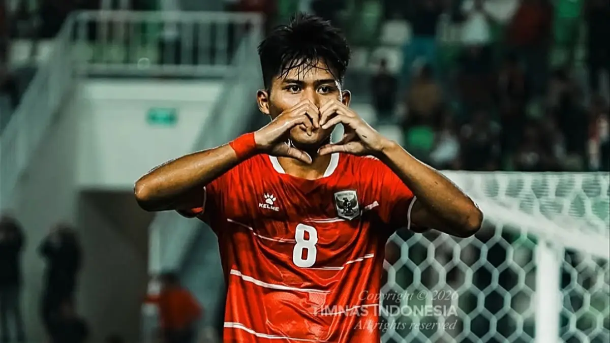 Striker Persis Solo Arkhan Kaka selebrasi usai jebol gawang Myanmar di Piala AFF U-19. (INSTAGRAM: @timnasindonesia) 