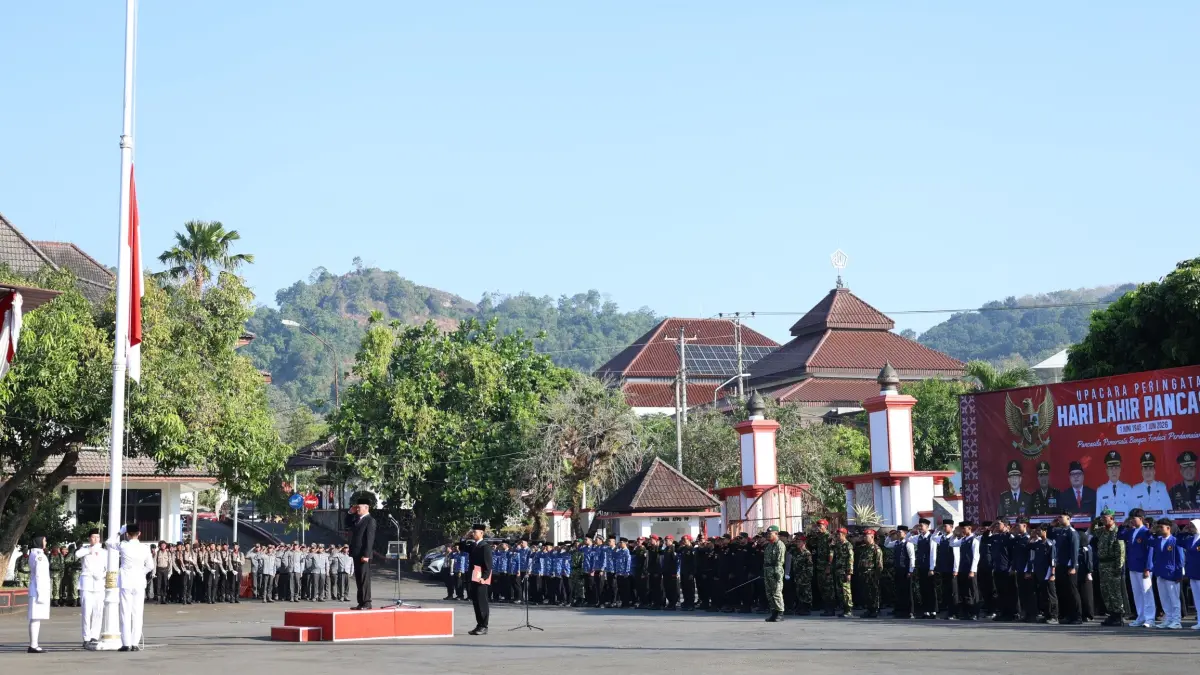 Upacara peringatan Hari Lahir Pancasila yang digelar Pemkab Wonogiri, Senin (1/6/2026). (IWAN ADI/RADAR SOLO)