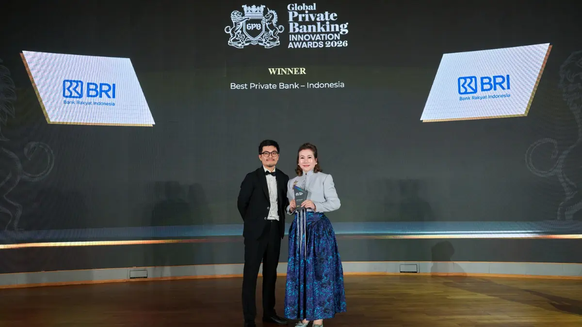 BRI meraih penghargaan internasional sebagai Best Private Bank di Indonesia dalam ajang Global Private Banking Innovation Awards 2026 yang diselenggarakan oleh Global Private Banker di Singapura, Kamis (4/6). (DOK.BRI)