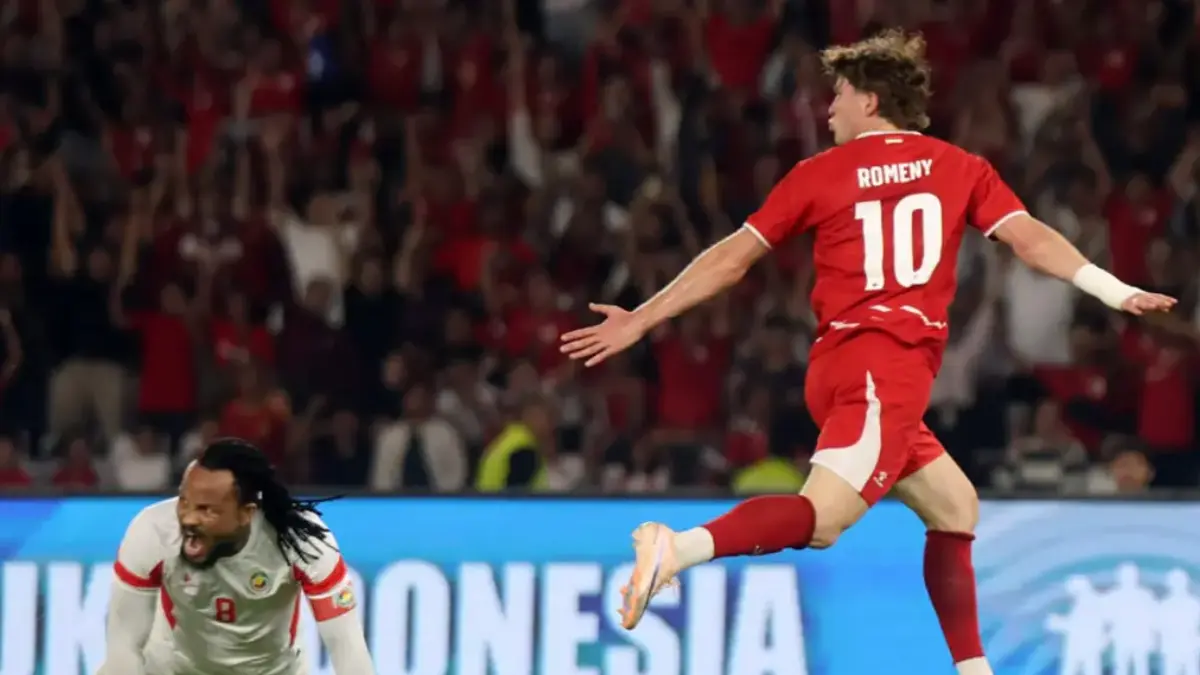 Momen gol dari bomber timnas Indonesia Ole Romeny saat melewan Mozambik pada FIFA Matchday di Stadion Utama Gelora Bung Karno, Jakarta, Selasa (9/6/2026). (Dery Ridwansah/ JawaPos.com)

 
