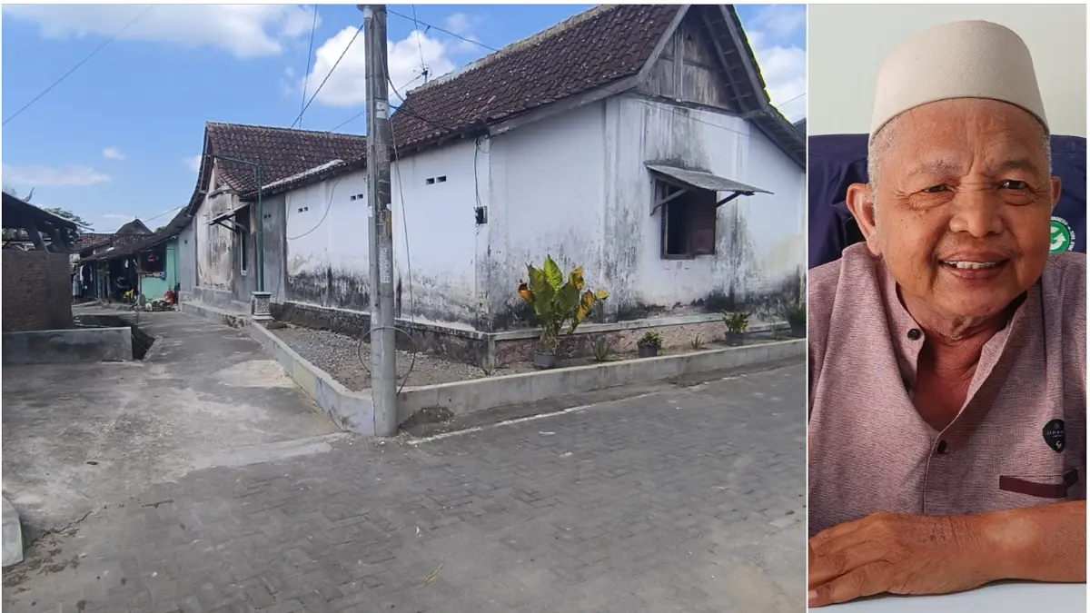 Suasana jalan kampung tempat Asyifa terseret pelaku pencurian sepeda motor di Desa Sidowayah, Kecamatan Polanharjo, Klaten. Foto kanan, Kepala Desa (Kades) Sidowayah Mujahid Jaryanto. (Angga Purenda/Radar Solo)