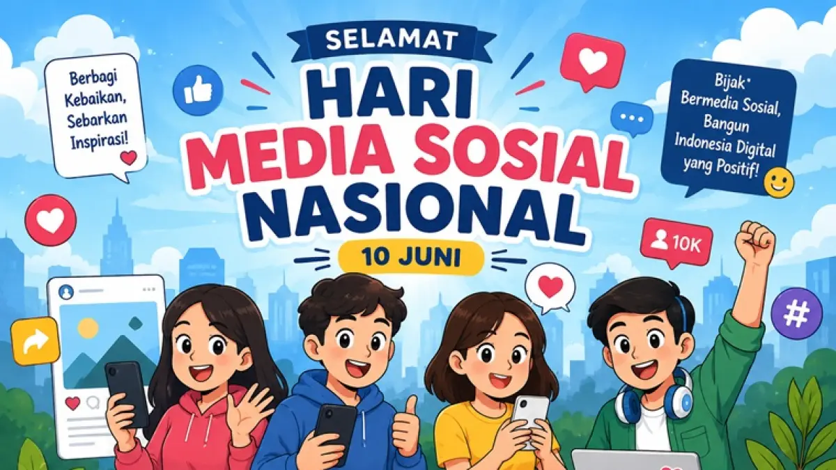 Ilustrasi Hari Media Sosial Nasional yang jatuh tiap 10 Juni. (AI GENERATED)