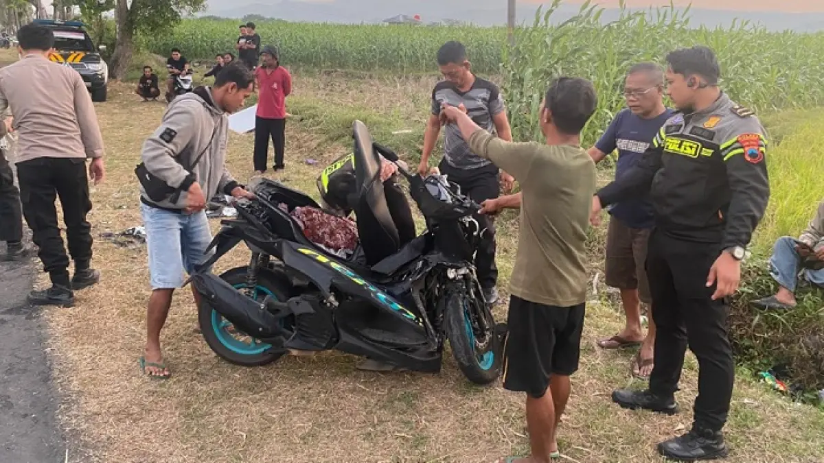 Salah satu motor yang terlibat kecelakaan di Jalan Raya Wuryantoro-Eromoko, tepatnya di Dusun Sumberejo Kulon, Desa Sumberejo, Kecamatan Wuryantoro, Wonogiri, Kamis (11/6/2026) sore.