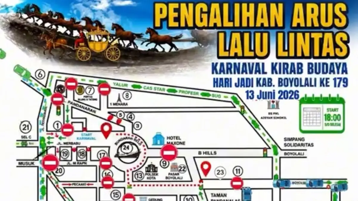 Boyolali Night Carnival 2026, Dishub Tutup 13 Titik Simpang Kota Mulai Pukul 18.55 WIB. (Dishub Boyolali)