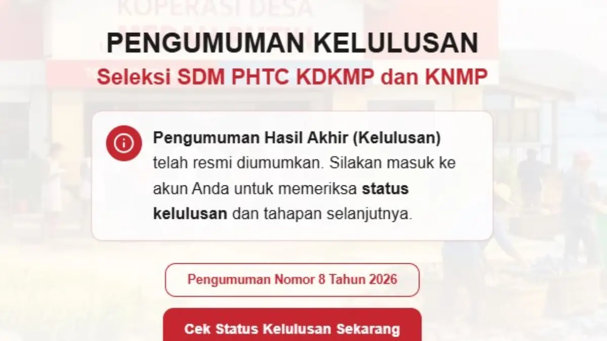 Pengumuman Seleksi Koperasi Desa Merah Putih.