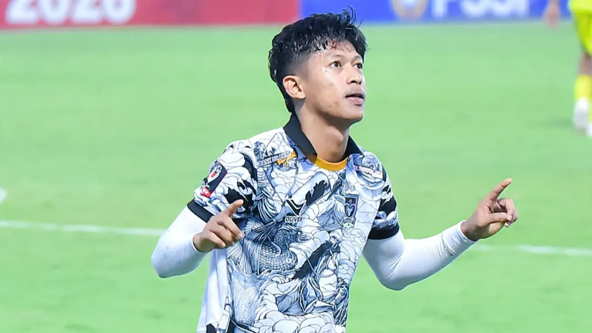 Striker Persebi Boyolali Ronan usai mencetak gol di Liga 4 Nasional. (Dok. Persebi Boyolali) 