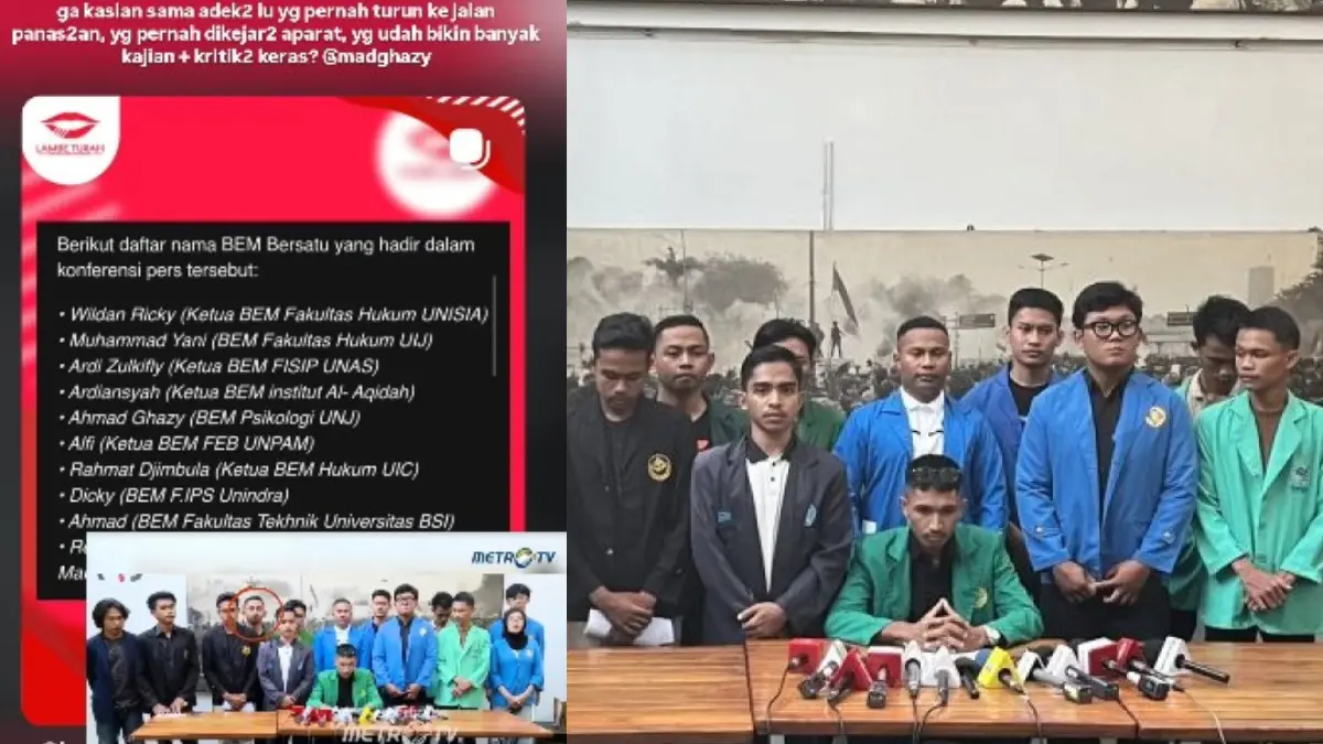 Ahmad Ghazy (foto kiri, dilingkari merah) dan peserta BEM Bersatu. (Instagram M Gofahrul Ikhsan)