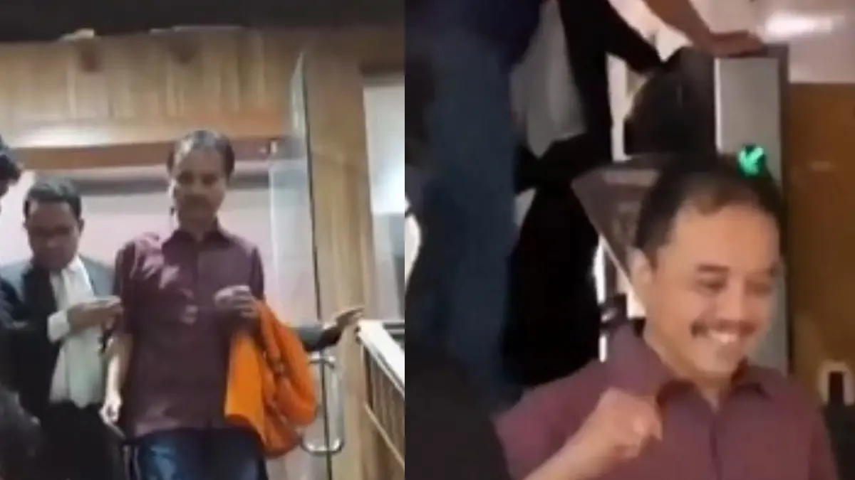 Penampakan Roy Suryo saat ditahan Polda Metro Jaya.