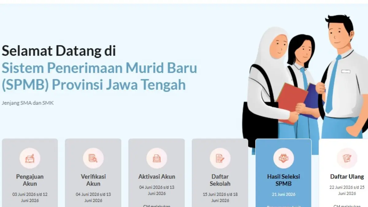 Hasil pengumaman SPMB SMA-SMK Negeri Jateng 2026.