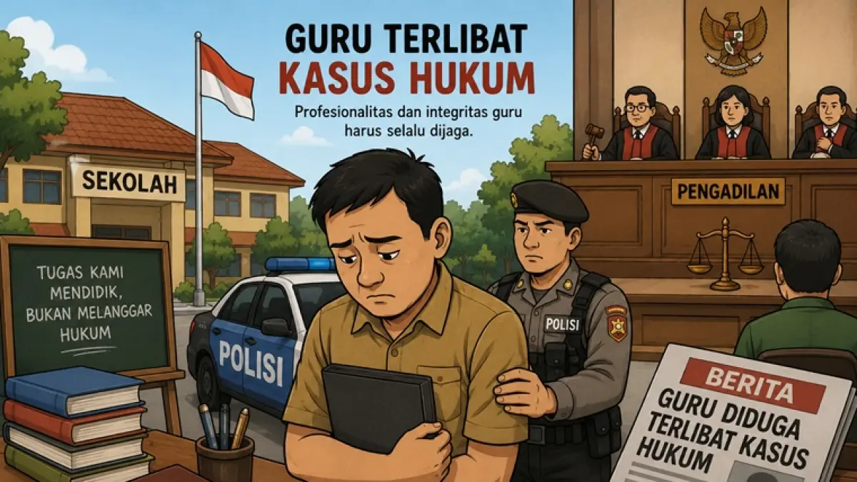 Ilustrasi guru terjerat kasus hukum. (AI GENERATED) 
