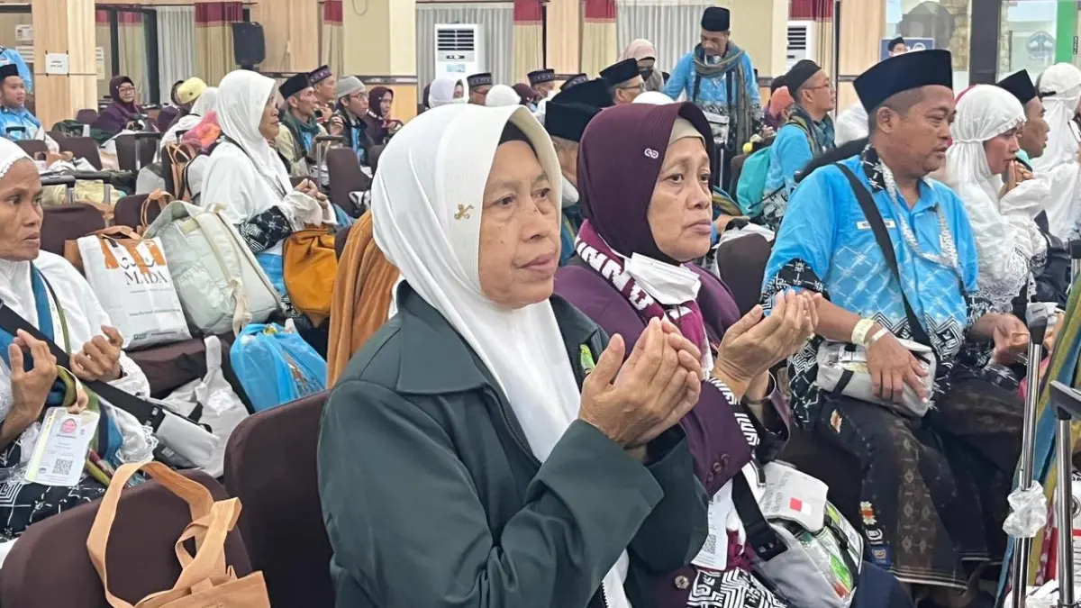 Jemaah haji asal Boyolali tiba di Debarkasi Solo. (DOK.PPIH DEBARKASI SOLO)