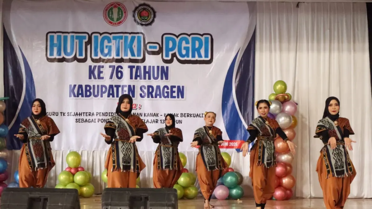 Perintahan HUT Ke-76 Ikatan Guru Taman Kanak-Kanak Indonesia (IGTKI) Kabupaten Sragen, Selasa (23/6/2026). (Ahmad Khairudin/Radar Solo)