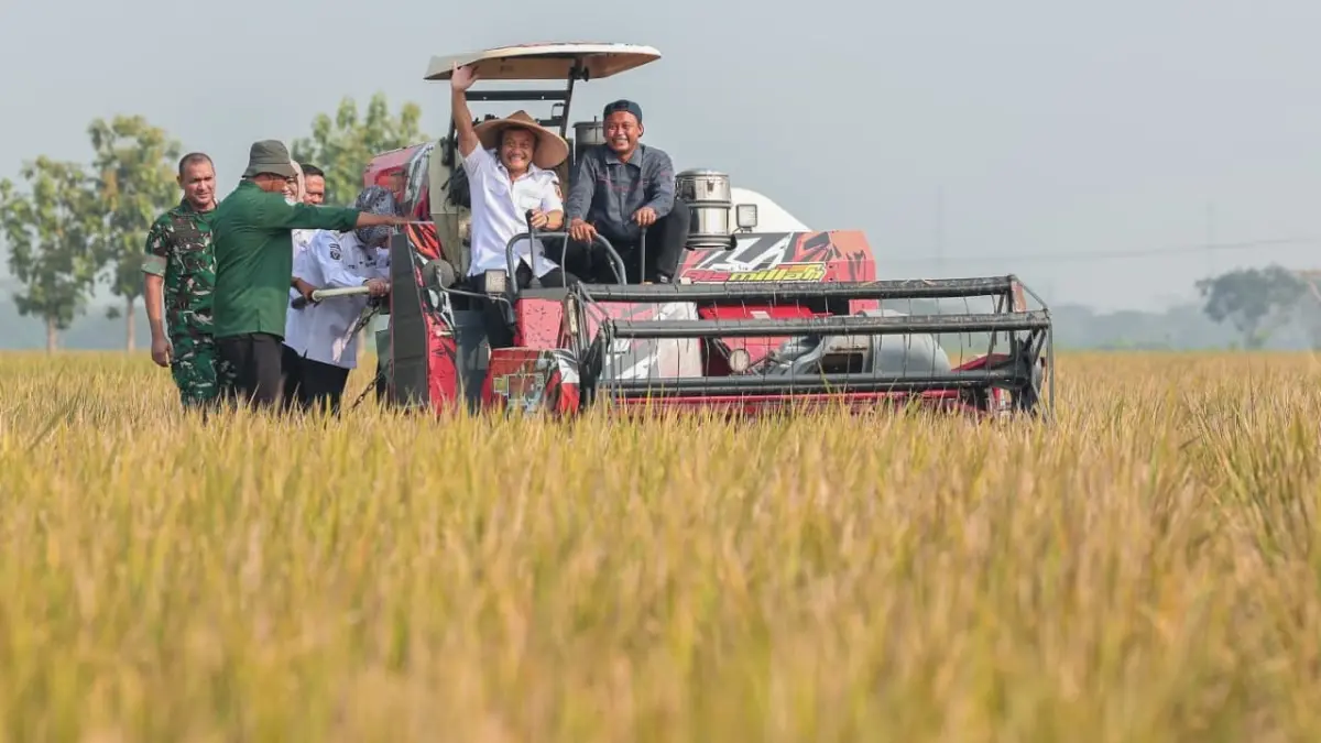 Gubernur Jateng Ahmad Luthfi hadiri Panen Raya Padi bersama kelompok tani di Desa Gentan, Kecamatan Bendosari, Kabupaten Sukoharjo, Rabu (24/6/2026). (DOK.PEMPROV JATENG)