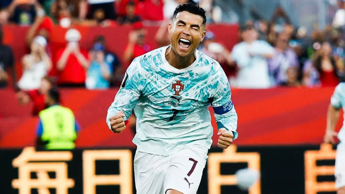 Penyerang Timnas Portugal Cristiano Ronaldo merayakan gol pertama timnya dari titik penalti dalam pertandingan babak 32 besar Piala Dunia 2026 antara Portugal dan Kroasia di Stadion Toronto, Toronto, pada Jumat (3/7/2026) pagi WIB.(https://www.instagram.com/portugal/?hl=id)