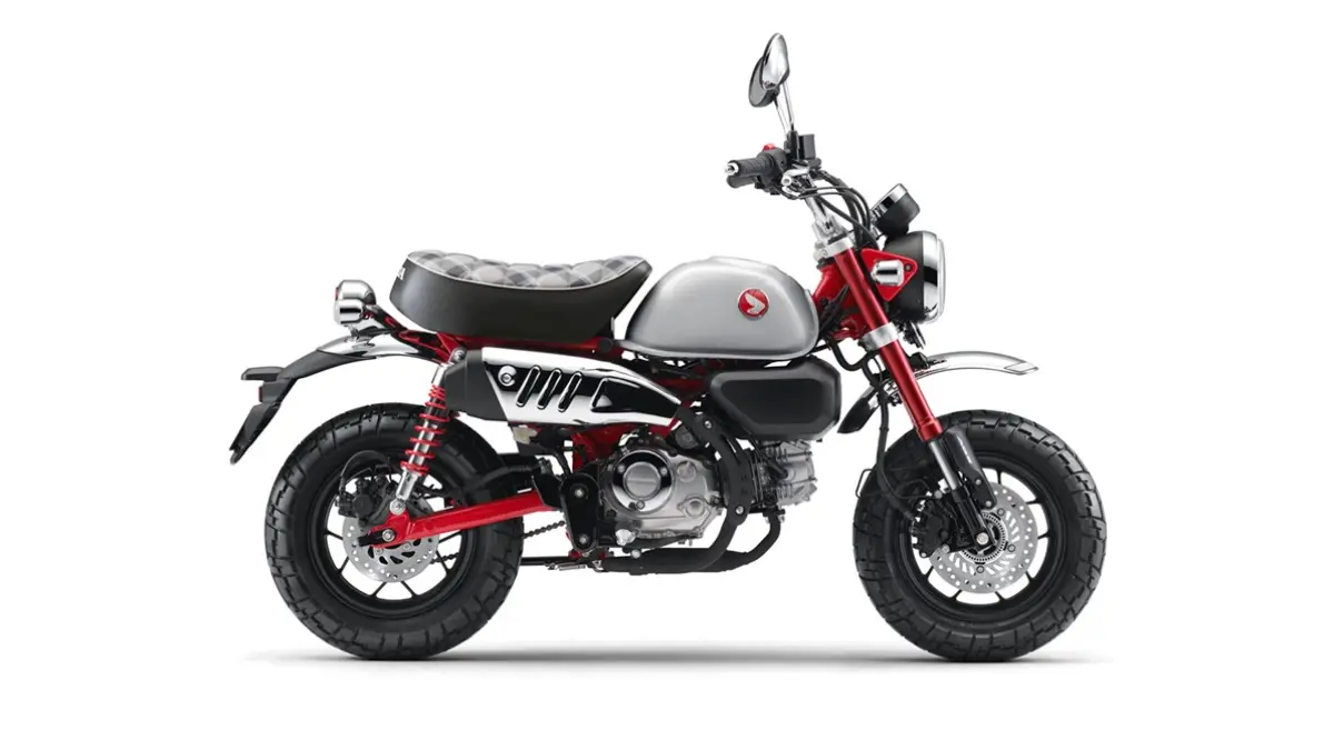 Bentuk Honda Monkey untuk tipe kombinasi warna Millenium Red.