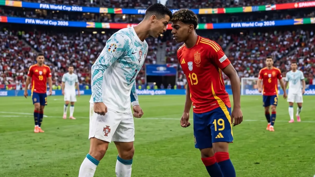 ILUSTRASI. Prediksi Skor Portugal vs Spanyol, 16 Besar Piala Dunia 2026: Duel Sengit Rival Iberia Rebut Tiket Perempat Final (GEMINI AI)