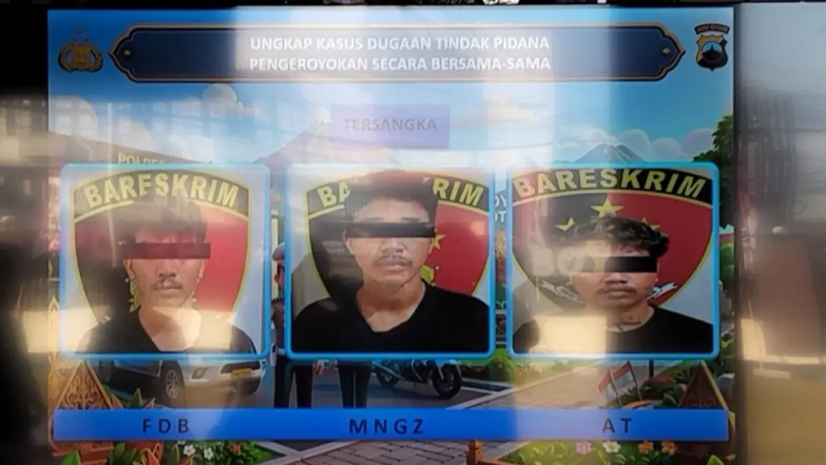 Sejumlah tersangka pengeroyokan di depan Rest Area Banyudono, Jalan Solo-Semarang KM 14, Rabu (17/6/2026)sekitar pukul 00.30 WIB. (DOK.POLRES BOYOLALI)