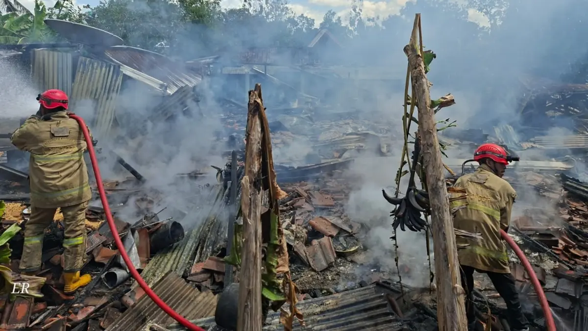 Kebakaran rumah di Dusun Sampang RT 02 RW 10, Desa Minggarharjo, Eromoko, Wonogiri terbakar, Selasa (7/7/2026). (DOK.DAMKAR WONOGIRI)