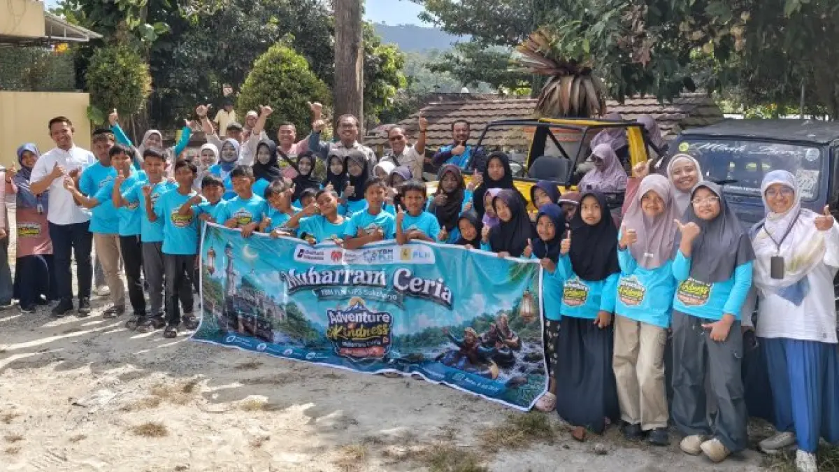 BERBAGI: Sambut Bulan Muharram, YBM PLN UP3 Sukoharjo dan Rumah Zakat hadirkan keceriaan "Adventure of Kindness" bagi anak yatim. (ISTIMEWA)
