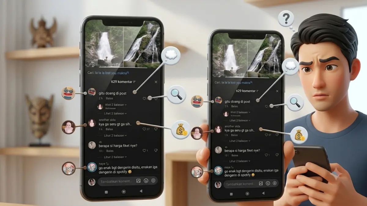 Ilutrasi Berbagai Komentar yang Ada di Aplikasi TikTok (AI Generated)