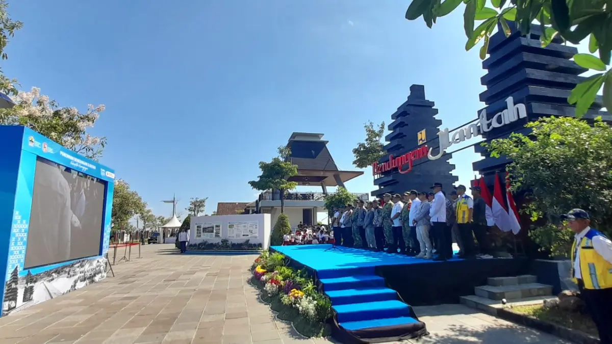 Peresmian Bendungan Jlantah di Kecamatan Jatiyoso, Kabupaten Karanganyar secara virtual oleh Presiden Prabowo Subianto, Jumat (10/7/2026). (Rudi Hartono/Radar Solo)