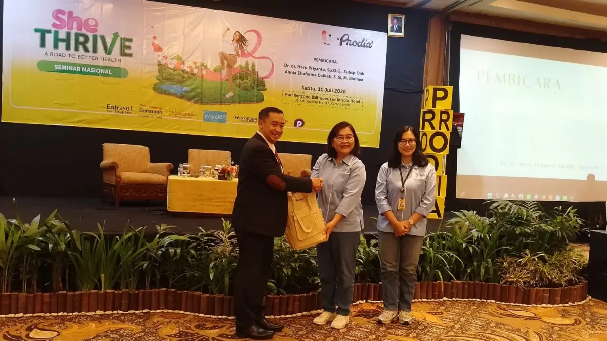 Seminar Nasional Awam "She Thrives: A Road to Better Health" yang diselenggarakan Prodia di Puri Kencono Ballroom, Lor In Solo Hotel, Karanganyar, Sabtu (11/7/2026). (ISTIMEWA)