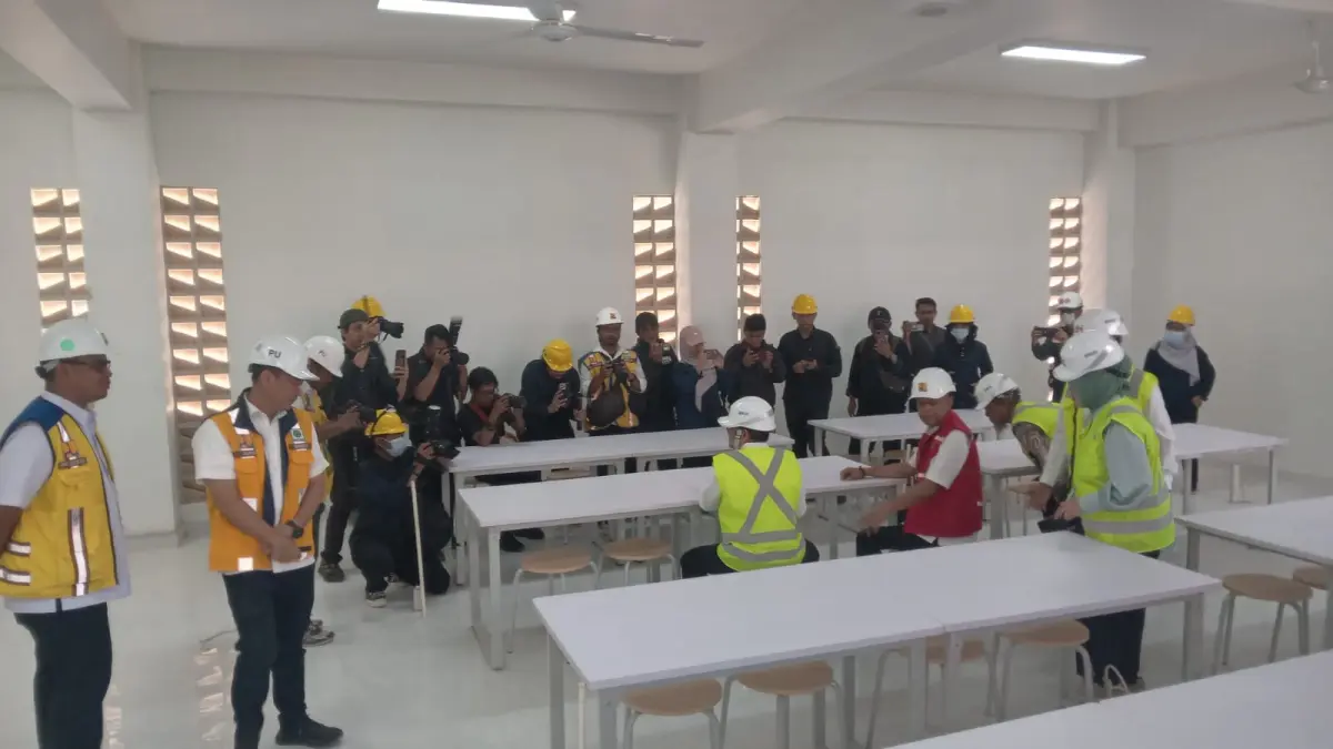 Pembangunan Sekolah Rakyat Sukoharjo di Kampung Gadingan, Kelurahan Jombor, Kecamatan Bendosari, Sukoharjo. (IWAN KAWUL/RADAR SOLO)
