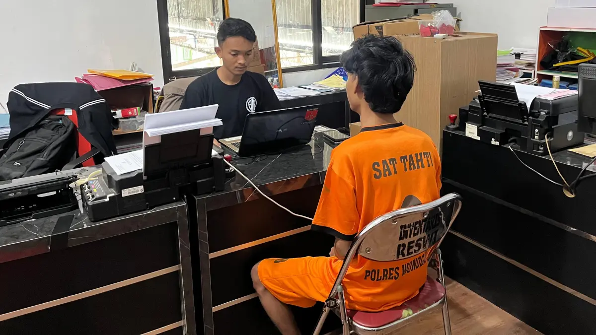 Salah satu pelaku curanmor yang dibekuk anggota Polres Wonogiri. (DOK.POLRES WONOGIRI)