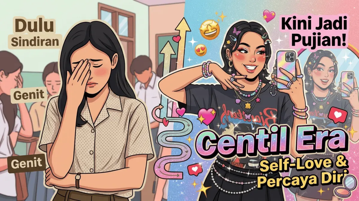 Ilustrasi Perbedaan Makna "Centil" Dulu dan Sekarang. (AI Generated)