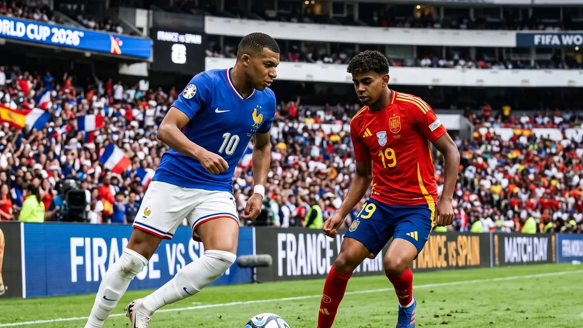 ILUSTRASI. Prediksi Skor Perancis vs Spanyol di Semifinal Piala Dunia 2026: Les Bleus atau La Roja yang Melaju ke Final? (GEMINI AI)